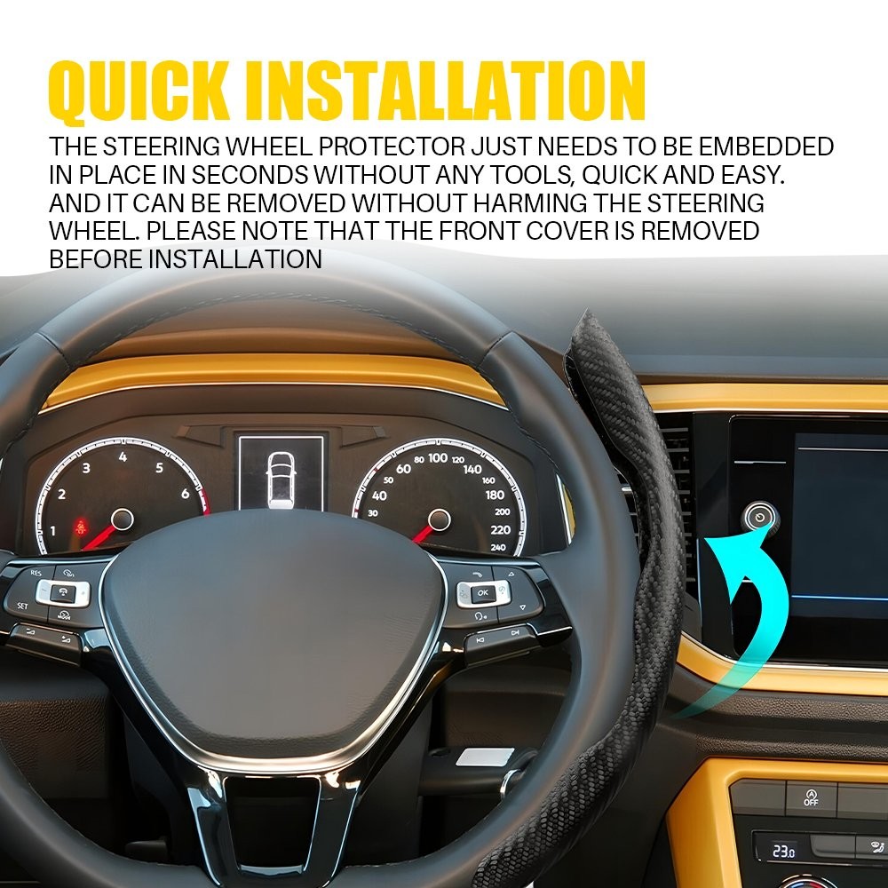 Cars Black Carbon Fiber Universal Steering Wheel Booster Cover NonSlip Accessory