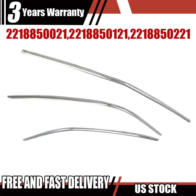 3PCS High-Quality Chrome Bumper Molding Trim Fit 2010-13 Benz S W221 S350 S550