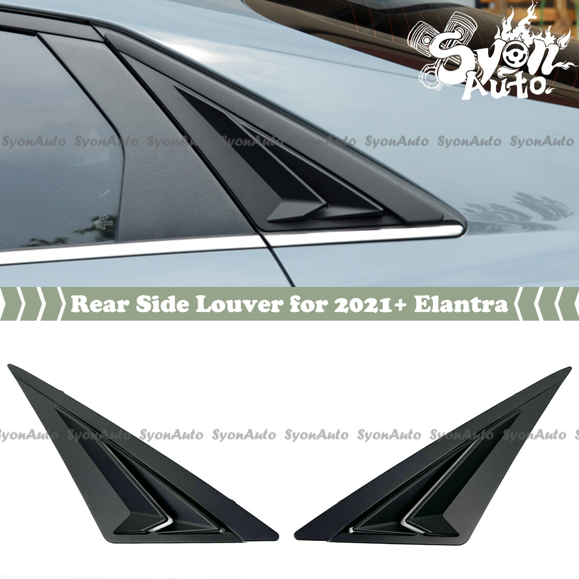 FITS 2021-24 HYUNDAI ELANTRA MATTE BLACK 2 PCS SPORT REAR SIDE LOUVER VENT COVER