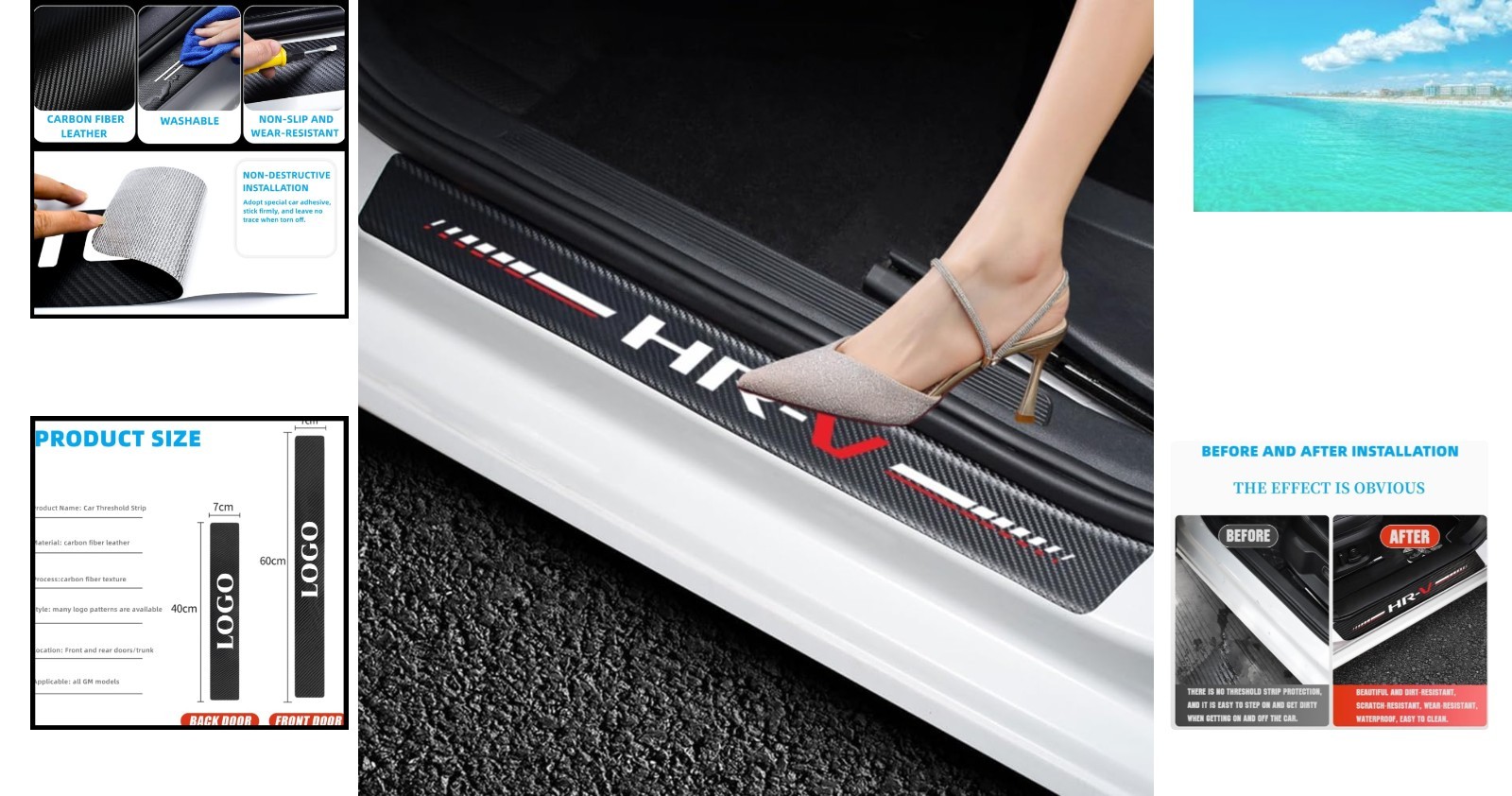 Custom Fit 4Pc Door Sill Protection Stickers for HR-V | Elegant & Waterproof