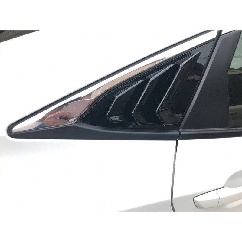 2x Quarter Window Louver Cover Trim For Honda Civic 2016+ Side Vent Gloss Black