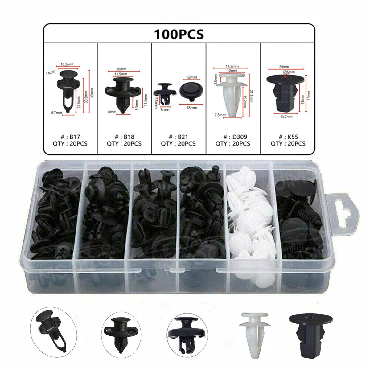 100 Pcs Bumper Trim Panel Fender Engine Push Pin Rivet Clips For Toyota Lexus AA