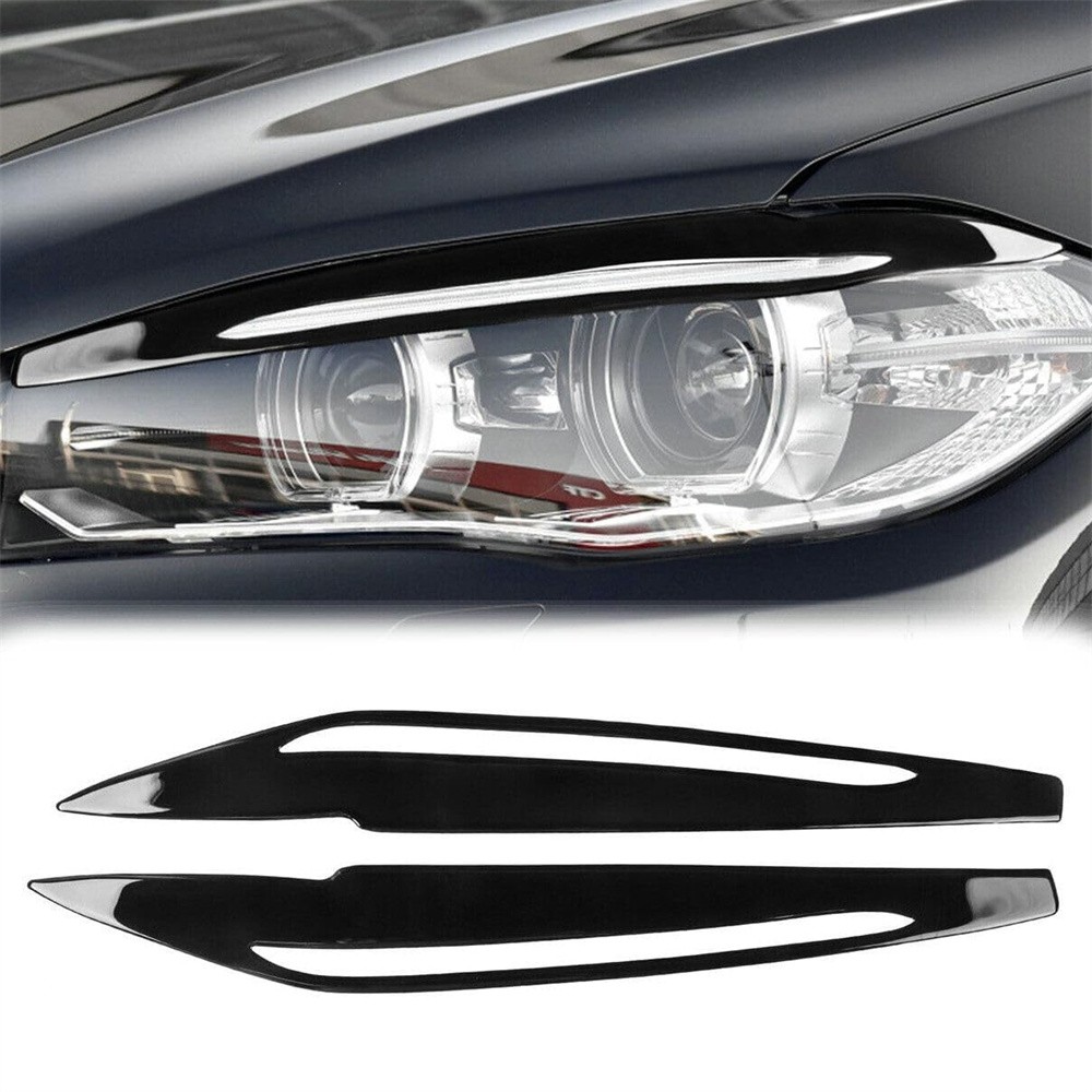 1 Pair For 2014-2018 BMW X5 F15 Headlight Eyelid Cover Eyebrows Trim Piano Black