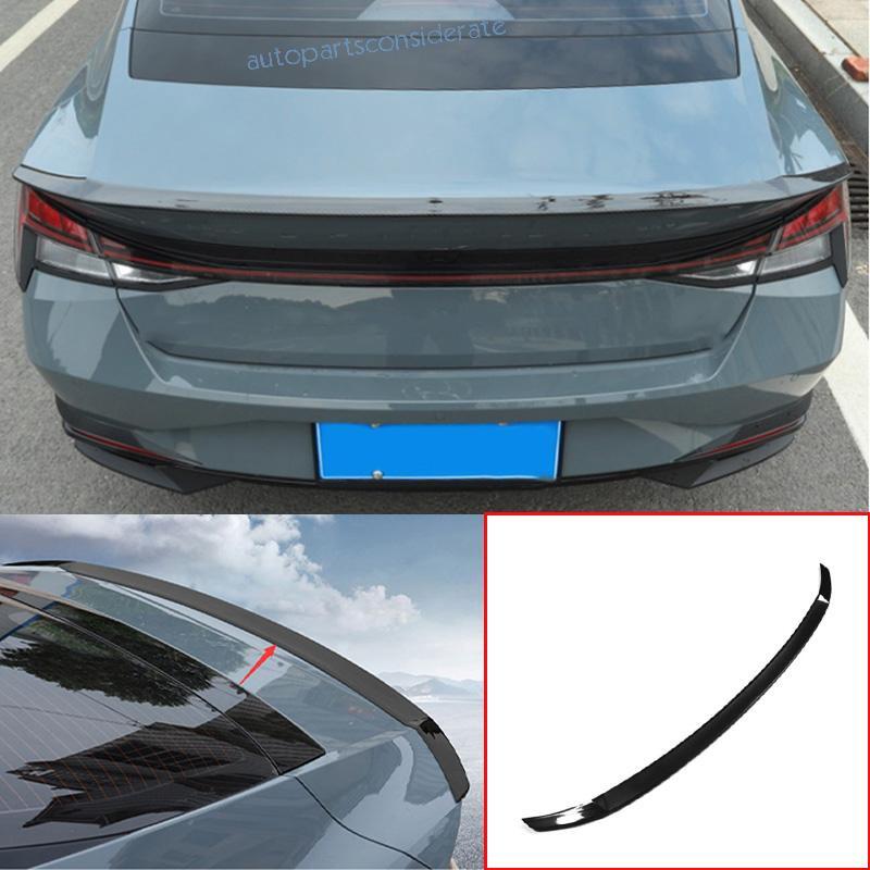 For Hyundai Elantra 2021-2024 Glossy Black Rear Trunk Spoiler Wing Flap Bar 1X