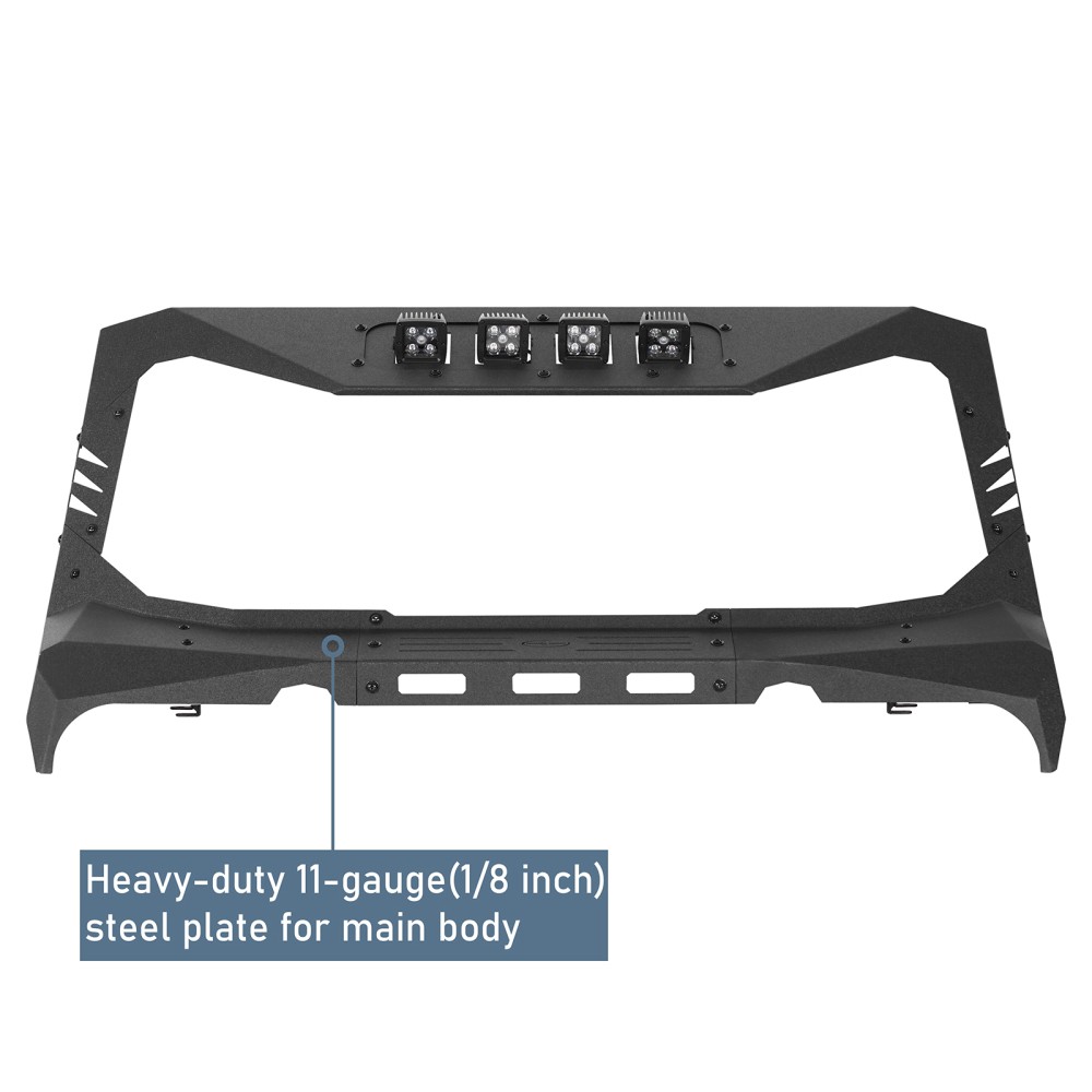 FIT 2007-2018 JEEP WRANGLER JK STEEL WINDSHIELD FRAME ARMOR GUARD W/LED LIGHTS