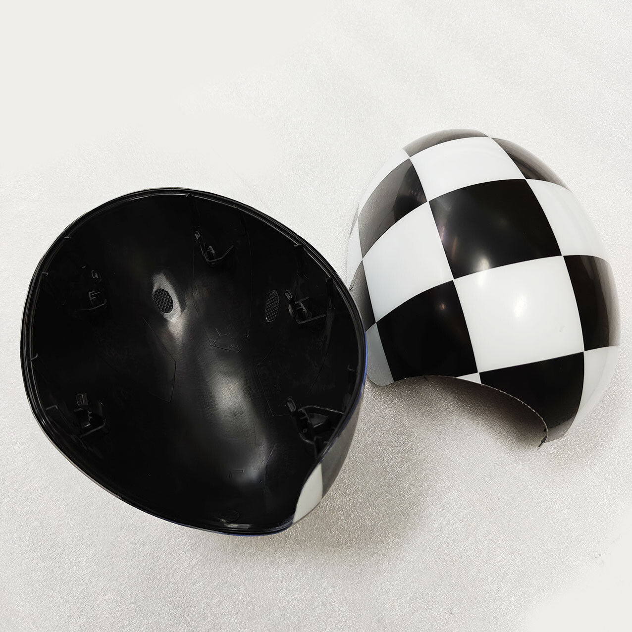 Checkered Manual Fold Side Mirror Cover Replace For MINI Cooper R55 R56 R57 R60