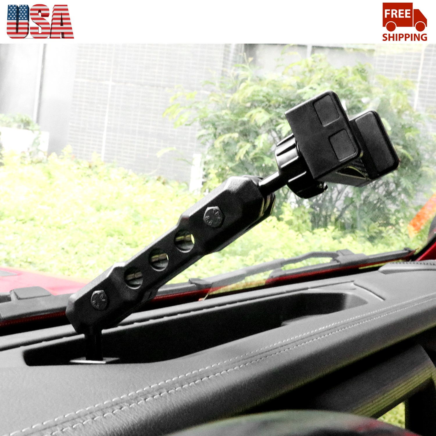 ABS+Aluminium Alloy Dash Phone Mount Holder For Jeep Wrangler JL JT 4XE 2018+
