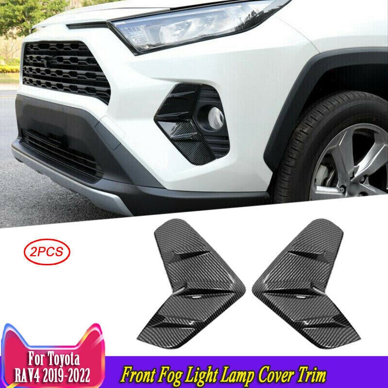 For Toyota Rav4 2019-25 Carbon Fiber ABS Front Fog Lamp Light Panel Cover Trims