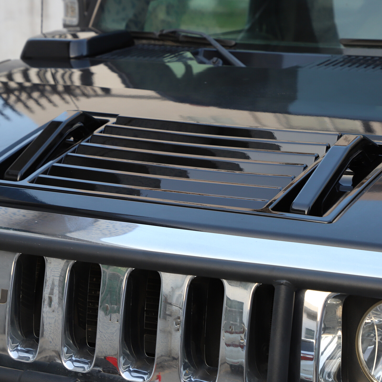 ABS Glossy Black Hood Deck Handle Panel overlay Trim Set Fits Hummer H2 2003-09