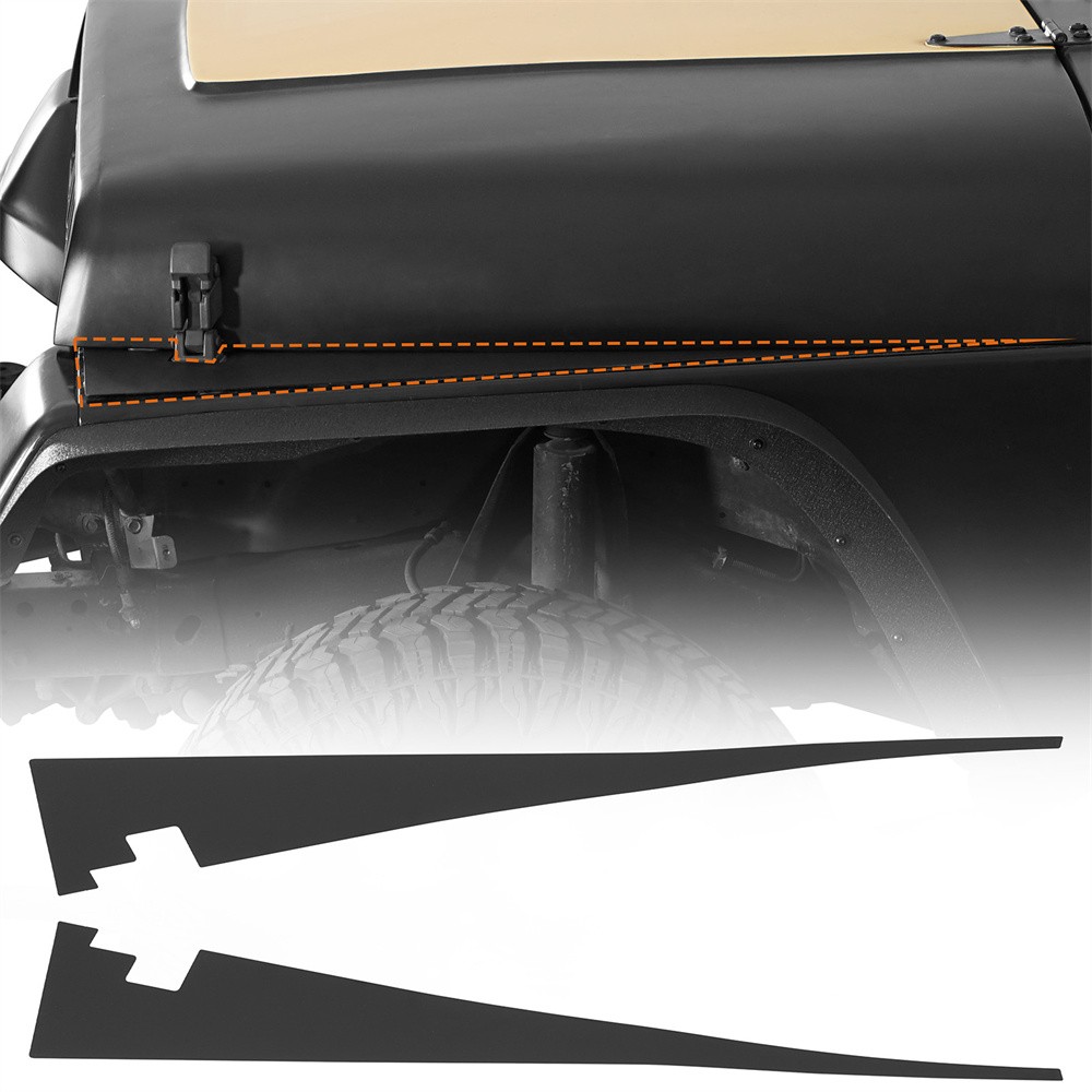Matte Black Metal Top Fender Protect Cover Decals Fit Jeep Wrangler YJ 1987-1995
