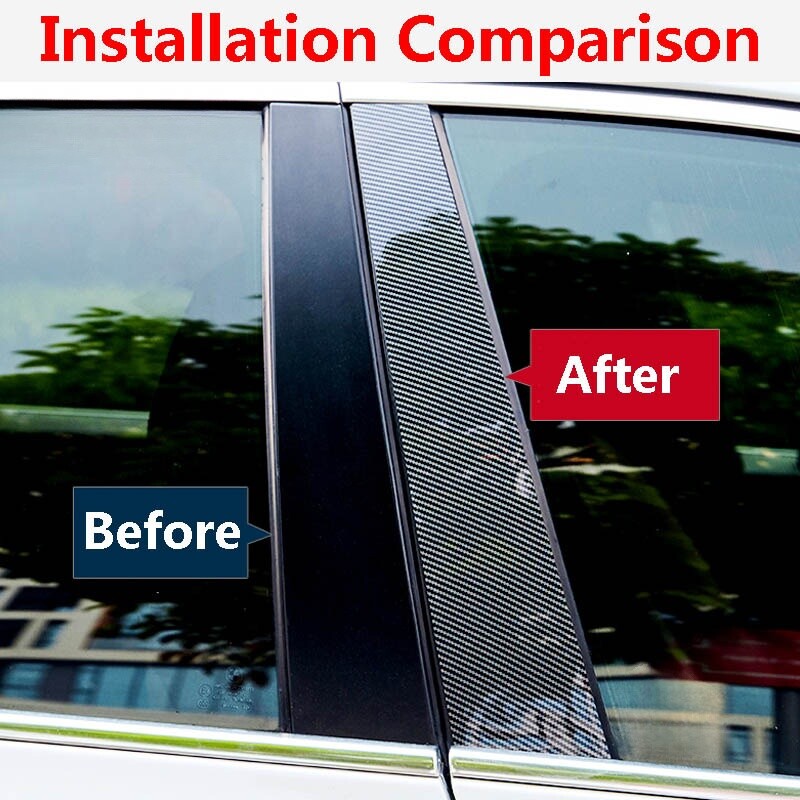 6Pcs Carbon Fiber Pillar Posts Door Trim Cover For Honda Civic Sedan 2022-2023