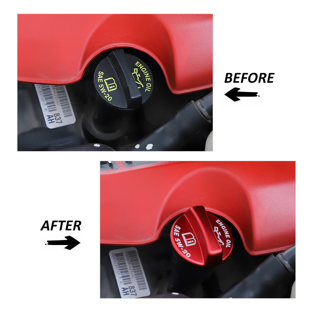 Red Aluminium Alloy Engine Bay Cnc Oil Cap Cover Trim Kit Fit for Dodge Charger