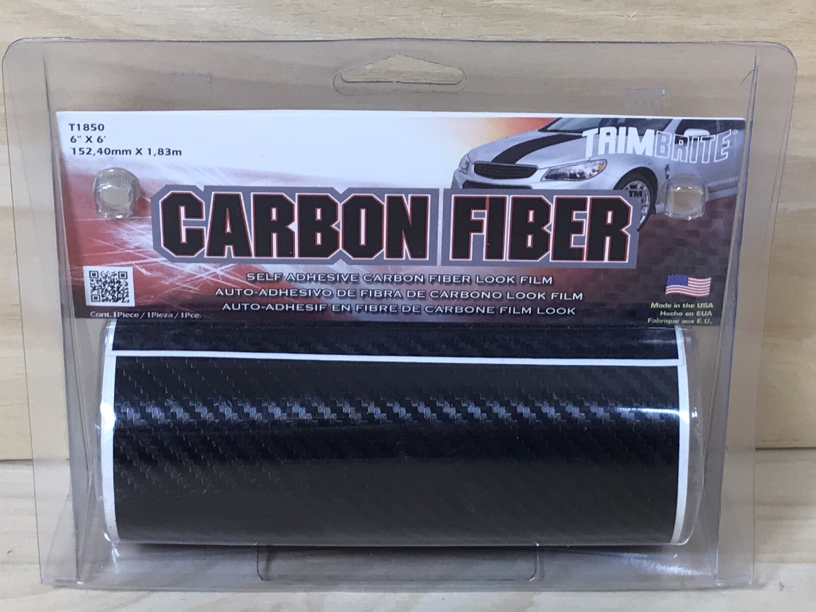 Trimbrite T1850 Carbon Fiber Self Adhesive Carbon Fiber Look Film 6”x 6’ New
