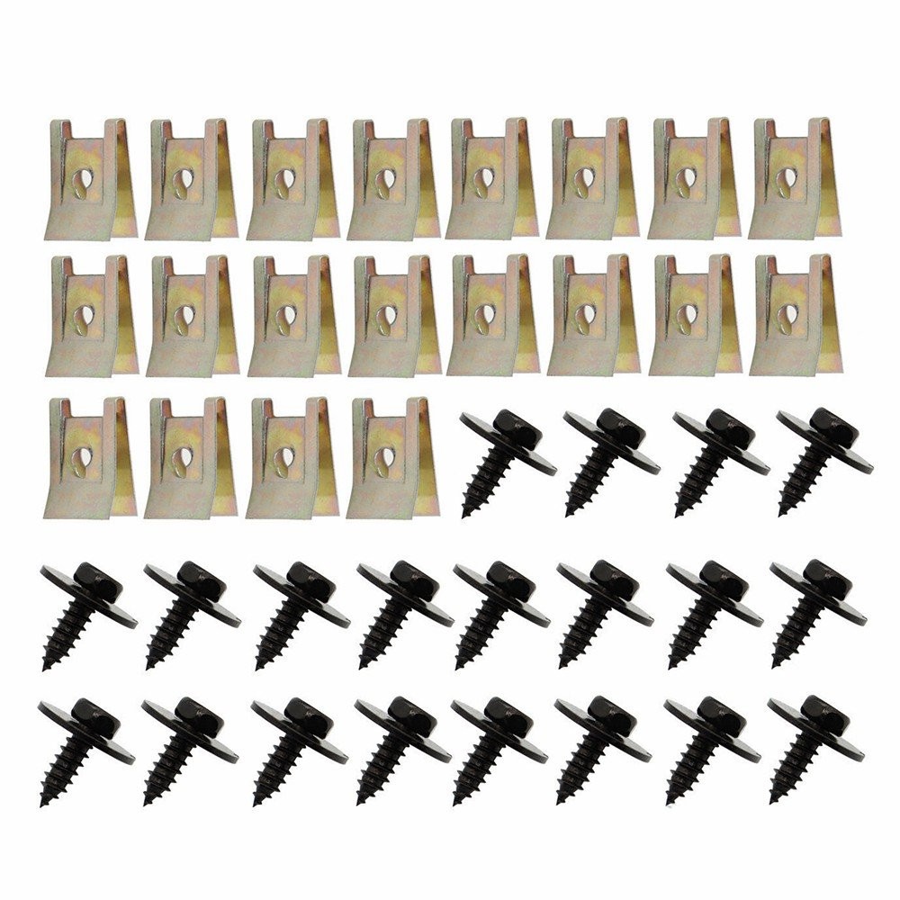 40X Car Metal Screw Body Fender Bumper Retainer U Nut Clips Gasket Fastener
