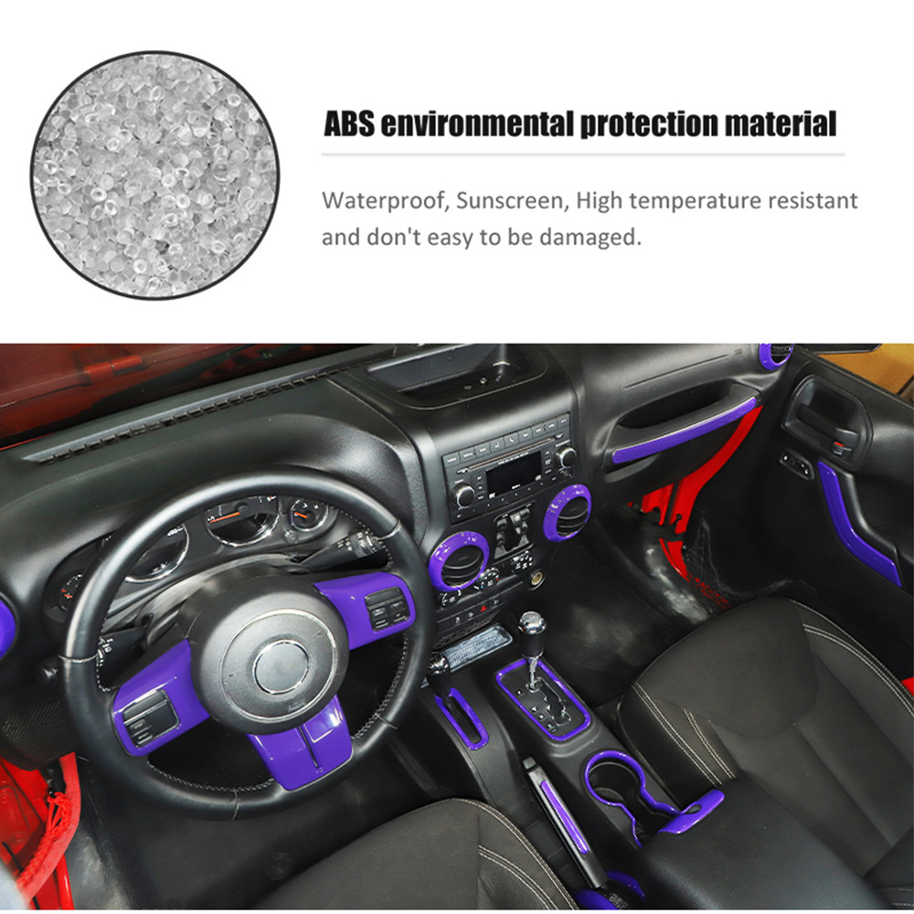 21X Car Interior Decoration Trim Kit For Jeep Wrangler JK 2011-2018 4Door Purple