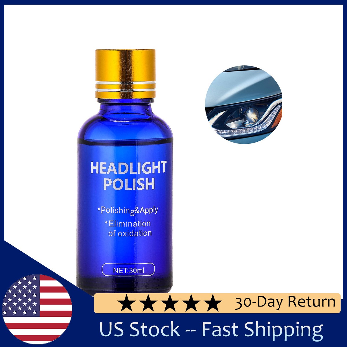 Clear Finish 9H Headlight Cover Len Restorer Cleaner Repair Liquid Polish 30ML
