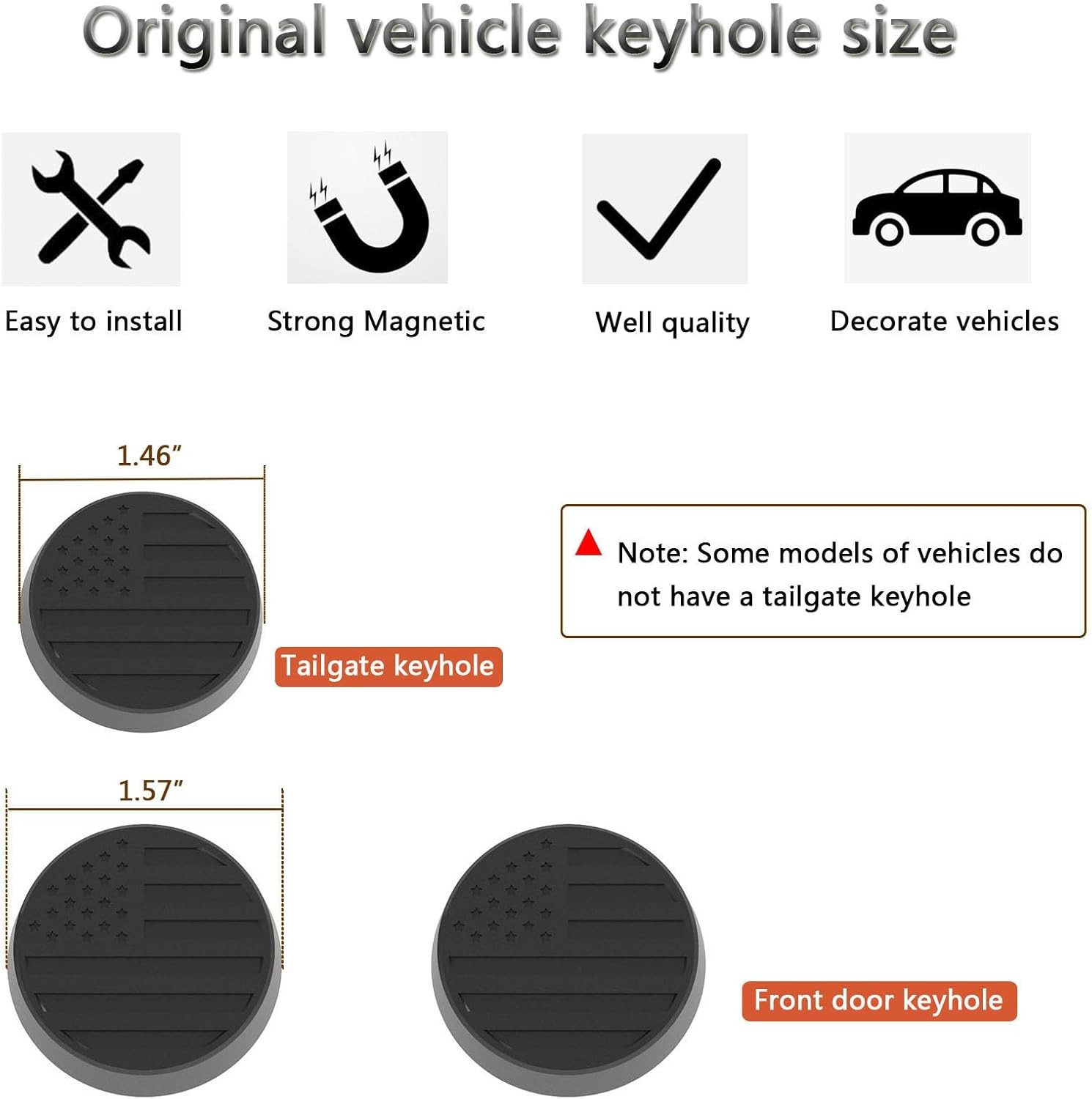 Replace For Jeep Wrangler (JL) / Gladiator (JT) 2018-2024 Car Door Keyhole Cover