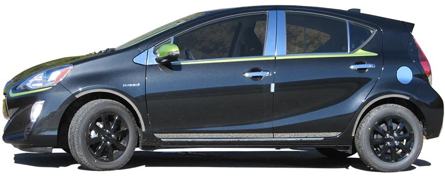 NO DRILL Fender Trim For TOYOTA PRIUS C 12-17 Mirror 304 Stainless Steel Set/4