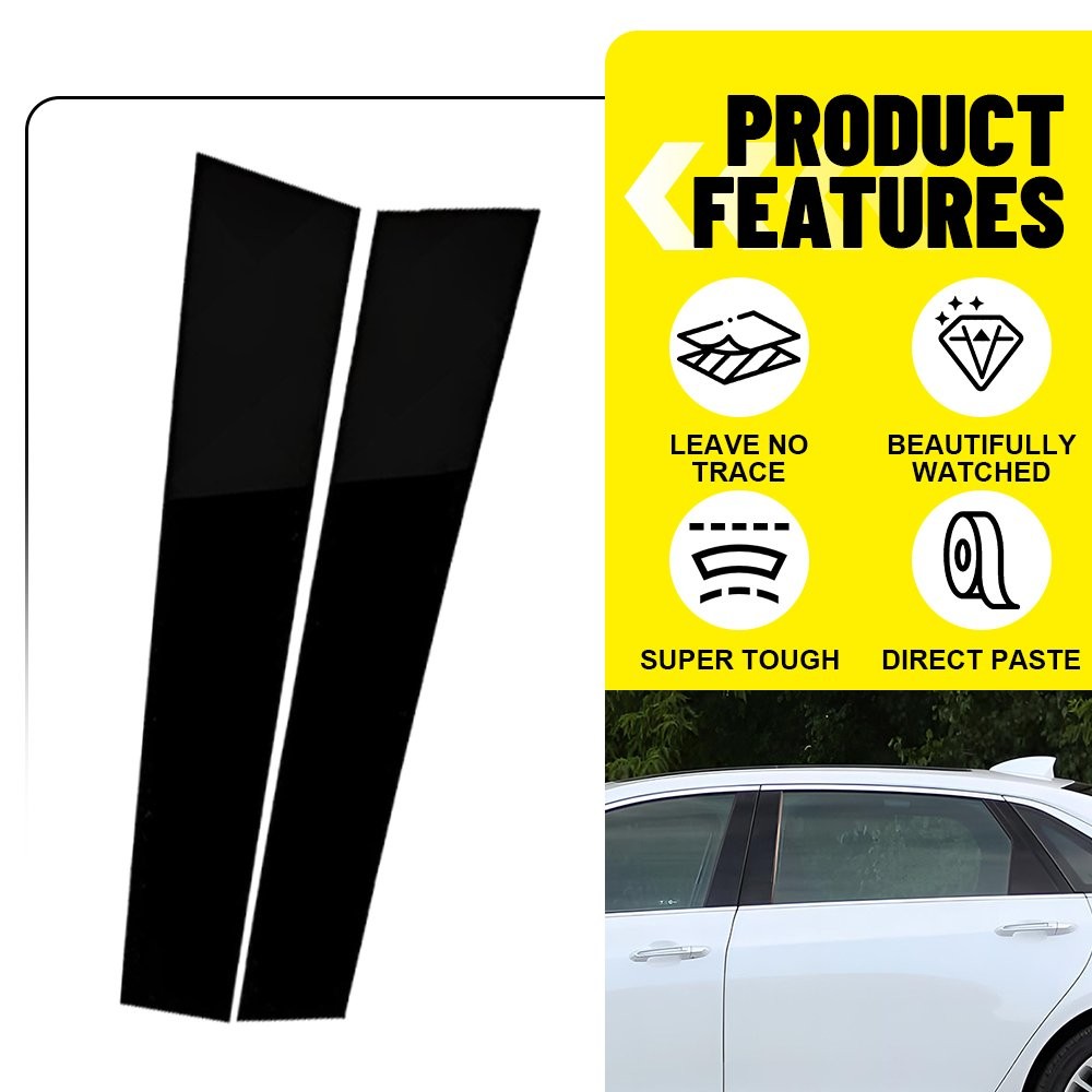 6Pc Glossy Piano Black BC Pillar Post Trim Cover For Honda Civic Sedan 2022-2025