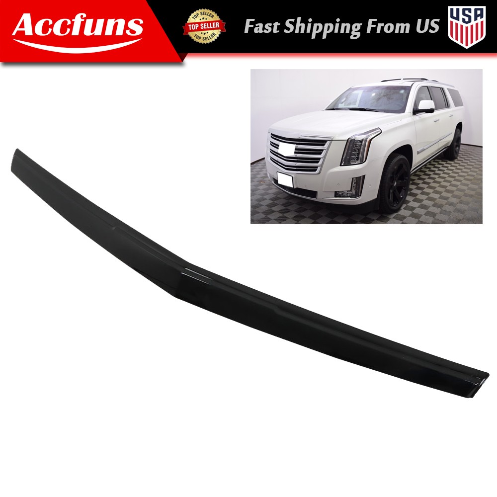 Fit For Cadillac Escalade 2015-2020 ESV Plastic Bright Black Hood Ornament Trim