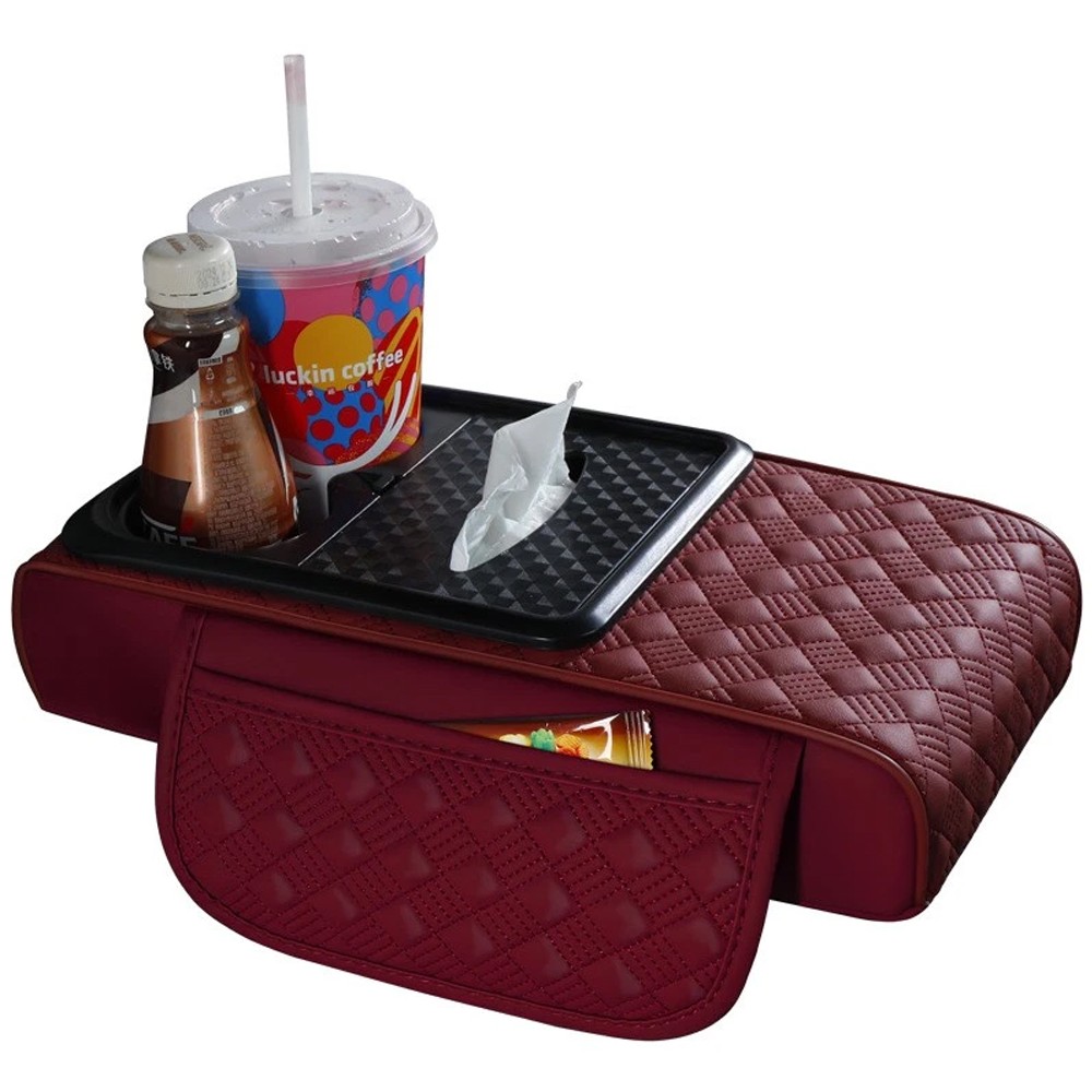 Car Armrest Cushion Center Console Cover with Cup Holder&Tissue Box&Phone Holder