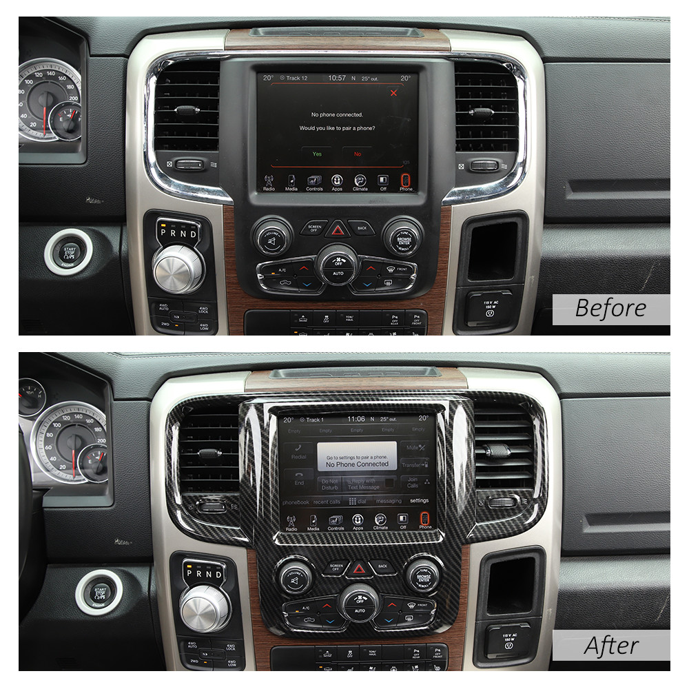 Center Console Navigation Panel Cover Trim For Dodge RAM 2011-2017 Carbon Fiber