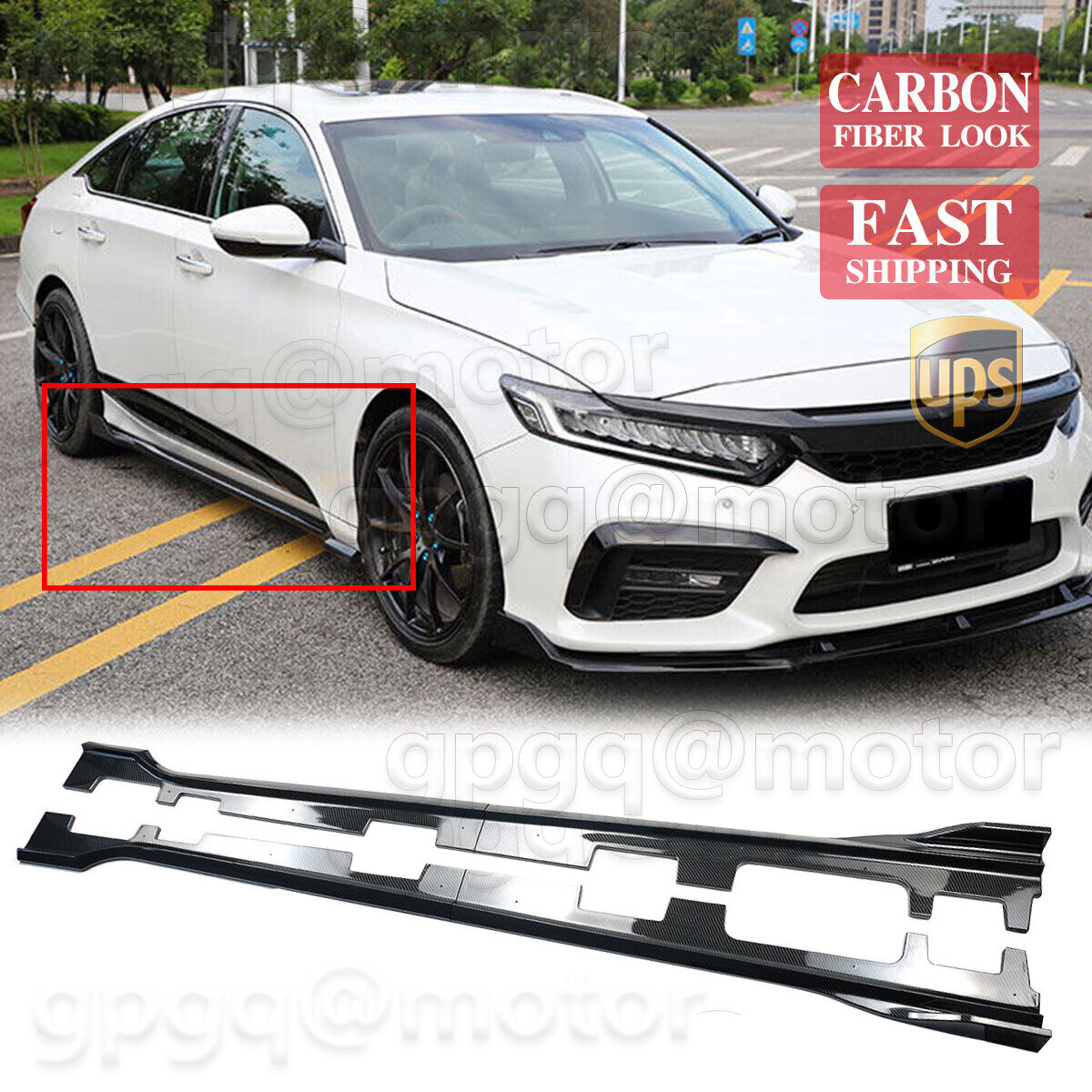 For Honda Accord 2018-2022 Carbon Fiber Bottom Extension Lip Set Side Body Skirt