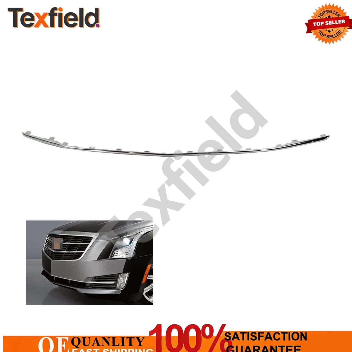 Front Bumper Trim Molding Chrome Compatible with 2015-2019 Cadillac ATS