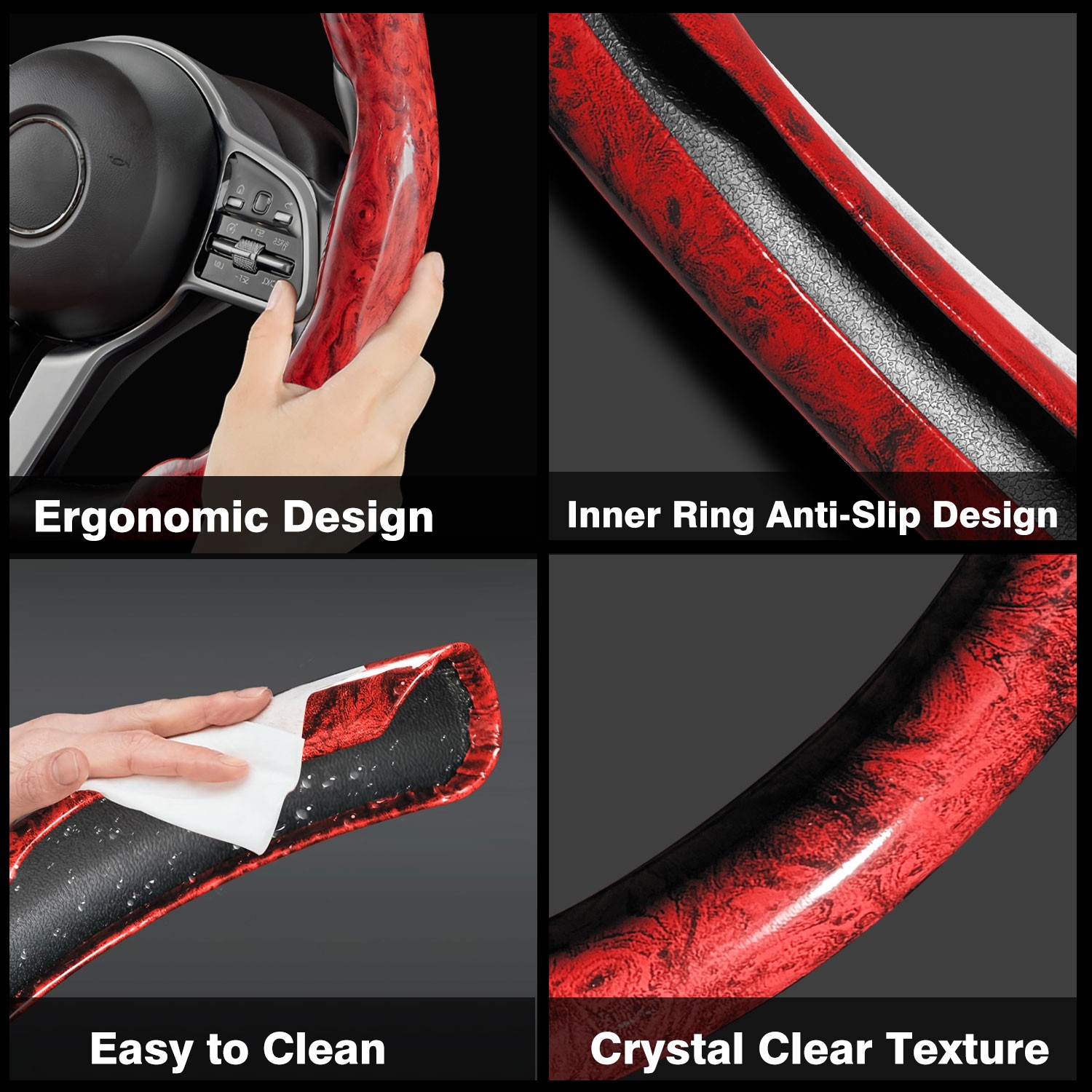 Wood Grain Car Steering Wheel Cover Microfiber Leather Universal For Nissan
