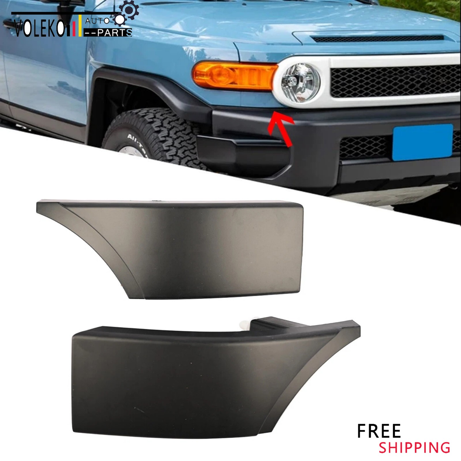 Set of 2 For Toyota FJ Cruiser Front Bumper Grille Headlight Lower Filler Trim