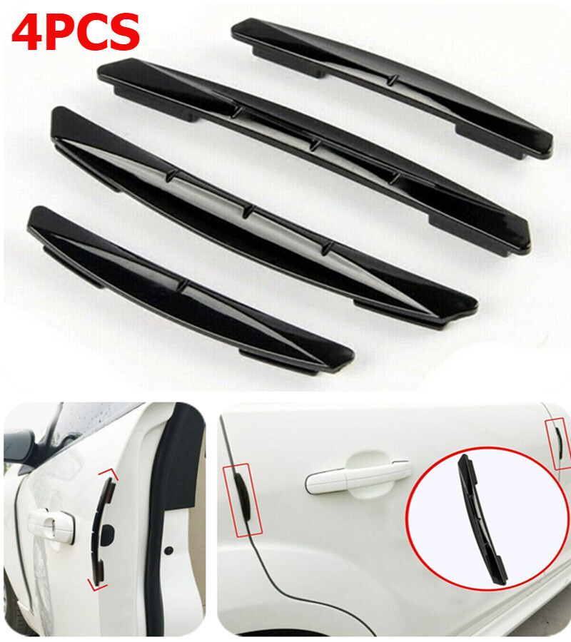 4PCS Car Door Edge Guards Protector Black Molding Trim Scratch Guard Strip