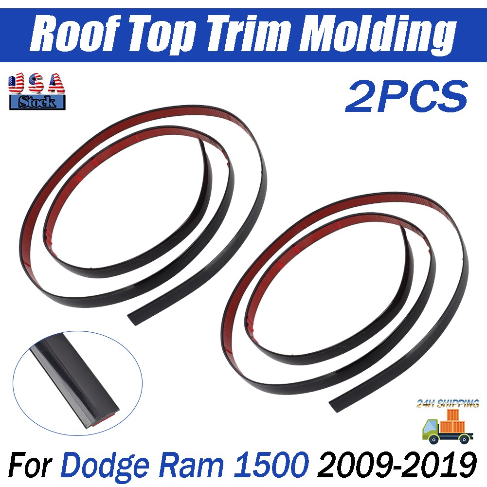 For Dodge Ram 1500 Crew Cab 2009-2019 Black Roof Top Trim Molding Kit – 4 Door