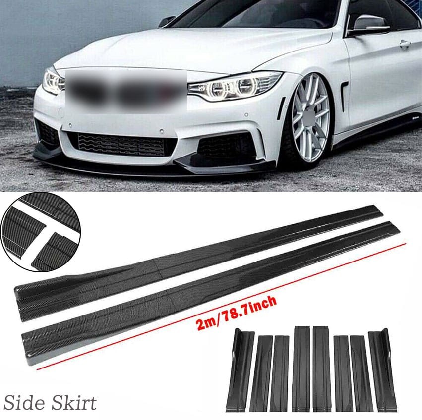 Carbon Fiber Look 78.7″ Side Skirt Extension Splitter Lip Rocker Panel For BMW