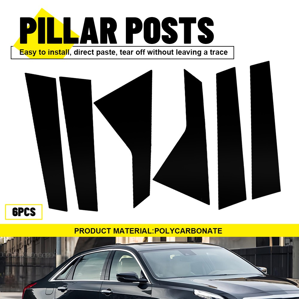 6PCS/Set Window Pillar Posts Door Trim Molding Cover For Cadillac CT6 2016-2020