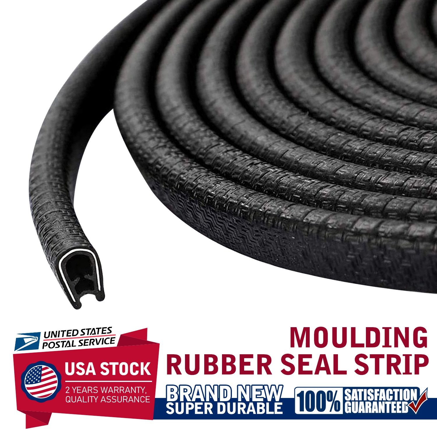 6M/20ft U-Shape Car Door Edge Guard Molding Trim Rubber Edge Strip Seal Black