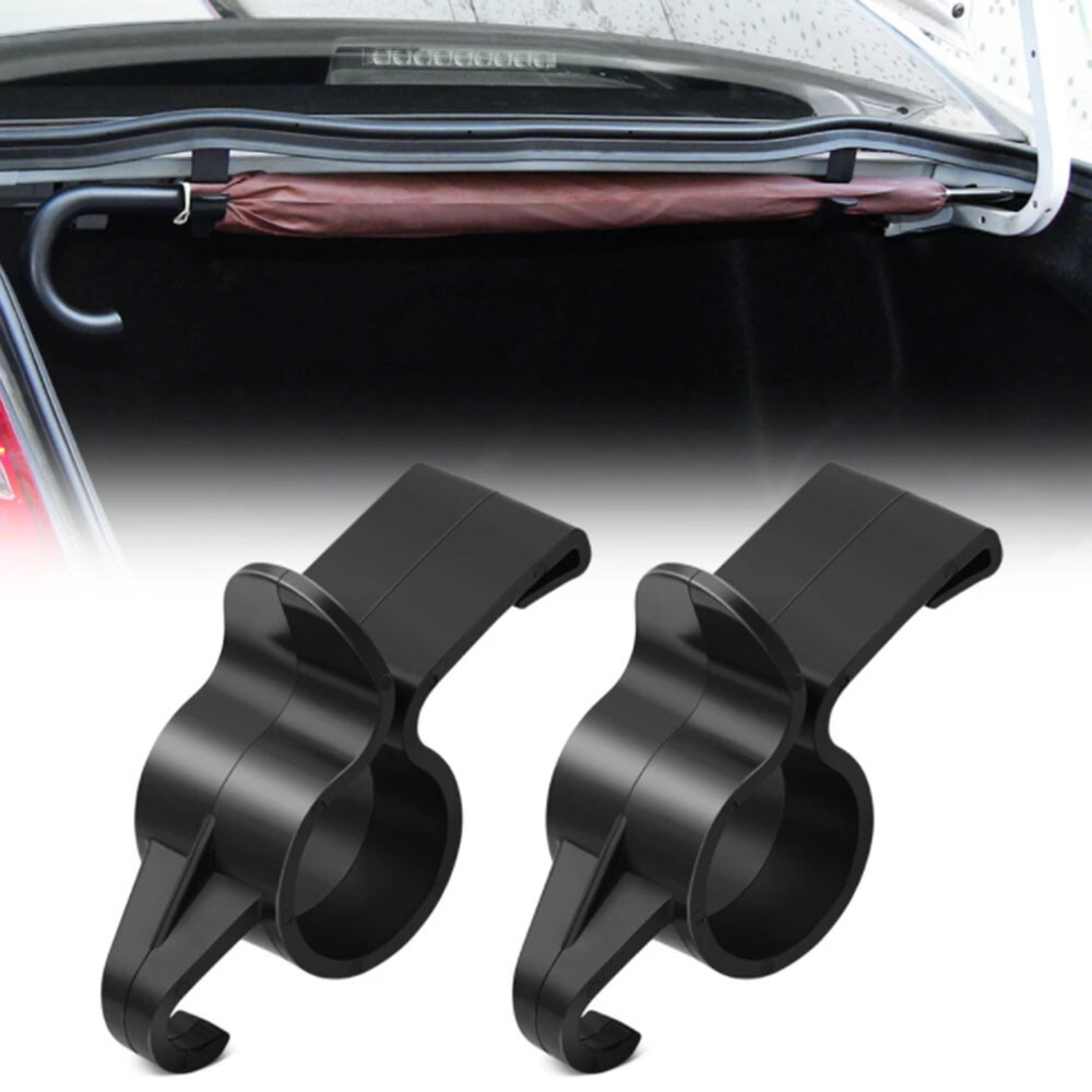 2X Auto Car Trunk Hook Umbrella Hanger Luggage Bag Holder Organizer Clip Black