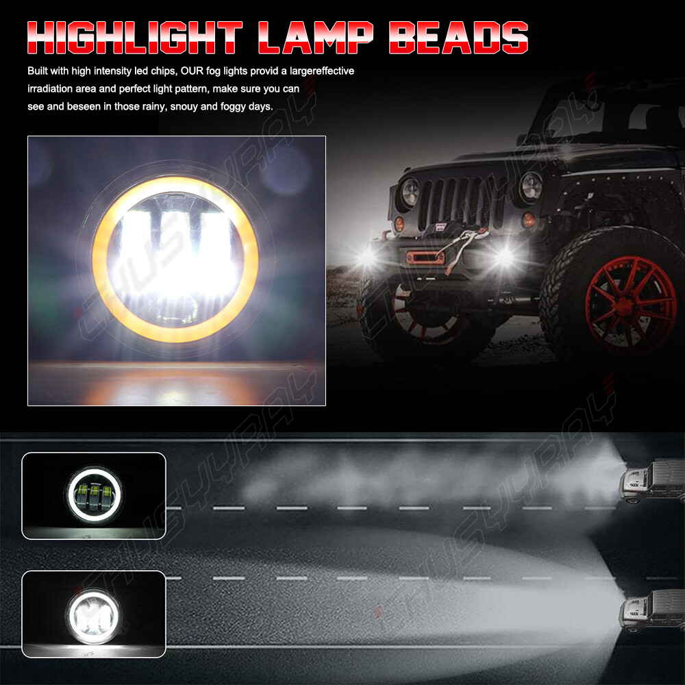 Pair 4″ inch Round Fog Lights Front Bumper For Chrysler 300 2005-2010