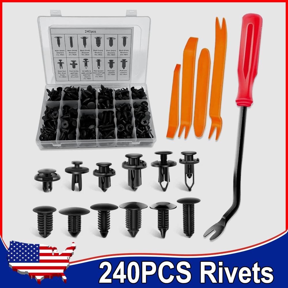 240pcs⭐Auto Car Bumper Retainer Clips Fastener Remover Push Pin Rivet Screw NEW