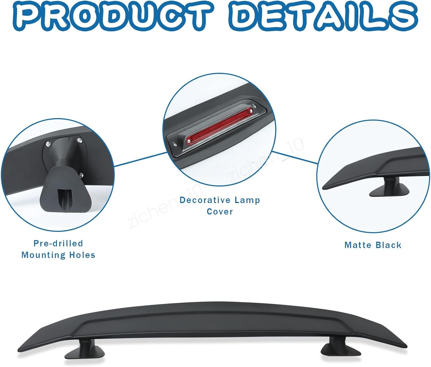 46″ Rear Trunk Spoiler GT Wing Racing Diffuser Matte For Chrysler 200 300 SRT-8