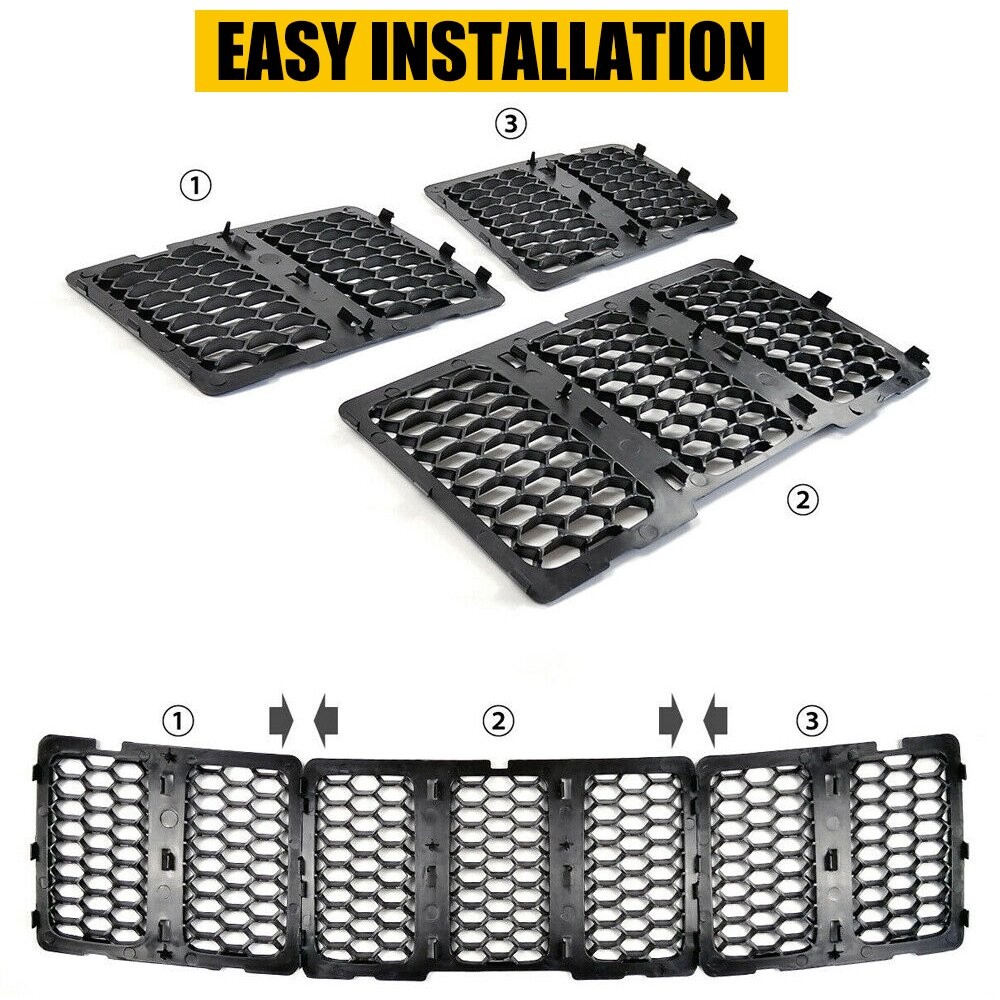 3X Front Mesh Grill Insert Black For Jeep Grand Cherokee 2014-2016 68143074AD