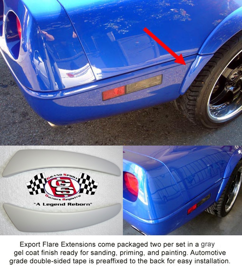 1984 -1996 C4 Grand Sport Corvette Export Fender Flare *Extensions* – Ships FREE