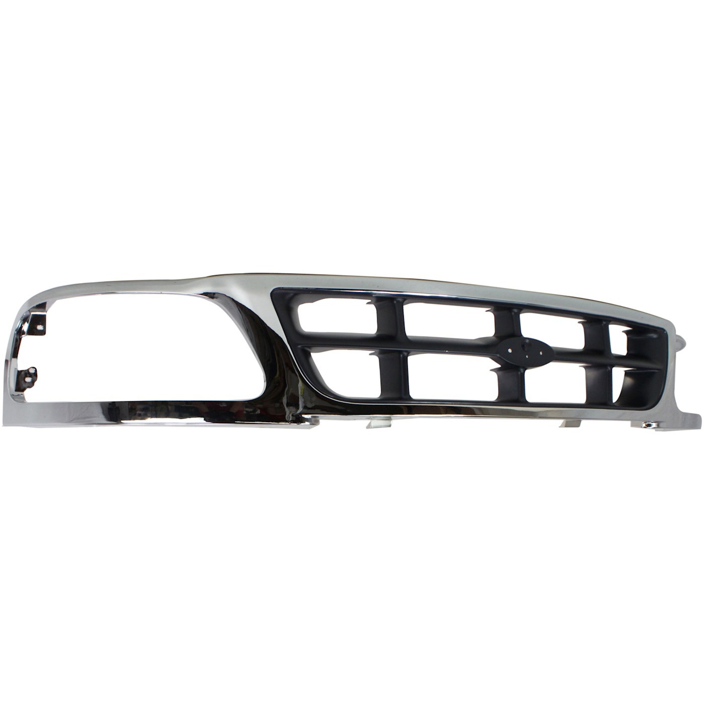 Grille For 97-98 Ford F-150 F-250 Chrome Shell w/ Gray Insert Plastic