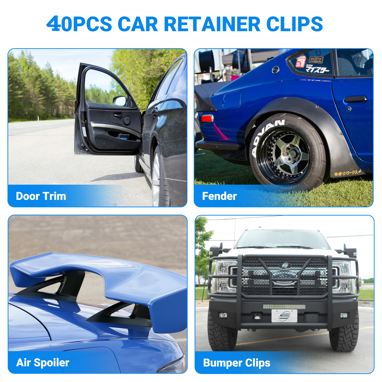 40X Car Body Rivet Push Pin Bumper Fender Retainer Trim Moulding Clips Parts Kit