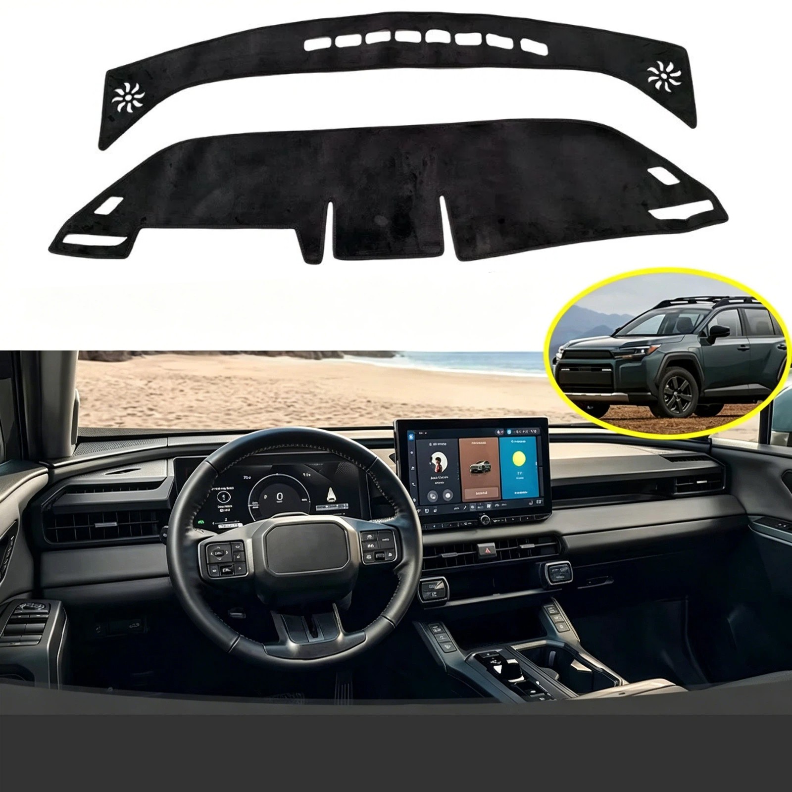 Non-Slip LHD Flannel Dash Dashboard Mat Cover For Toyota RAV4 No HUD 2026-2027