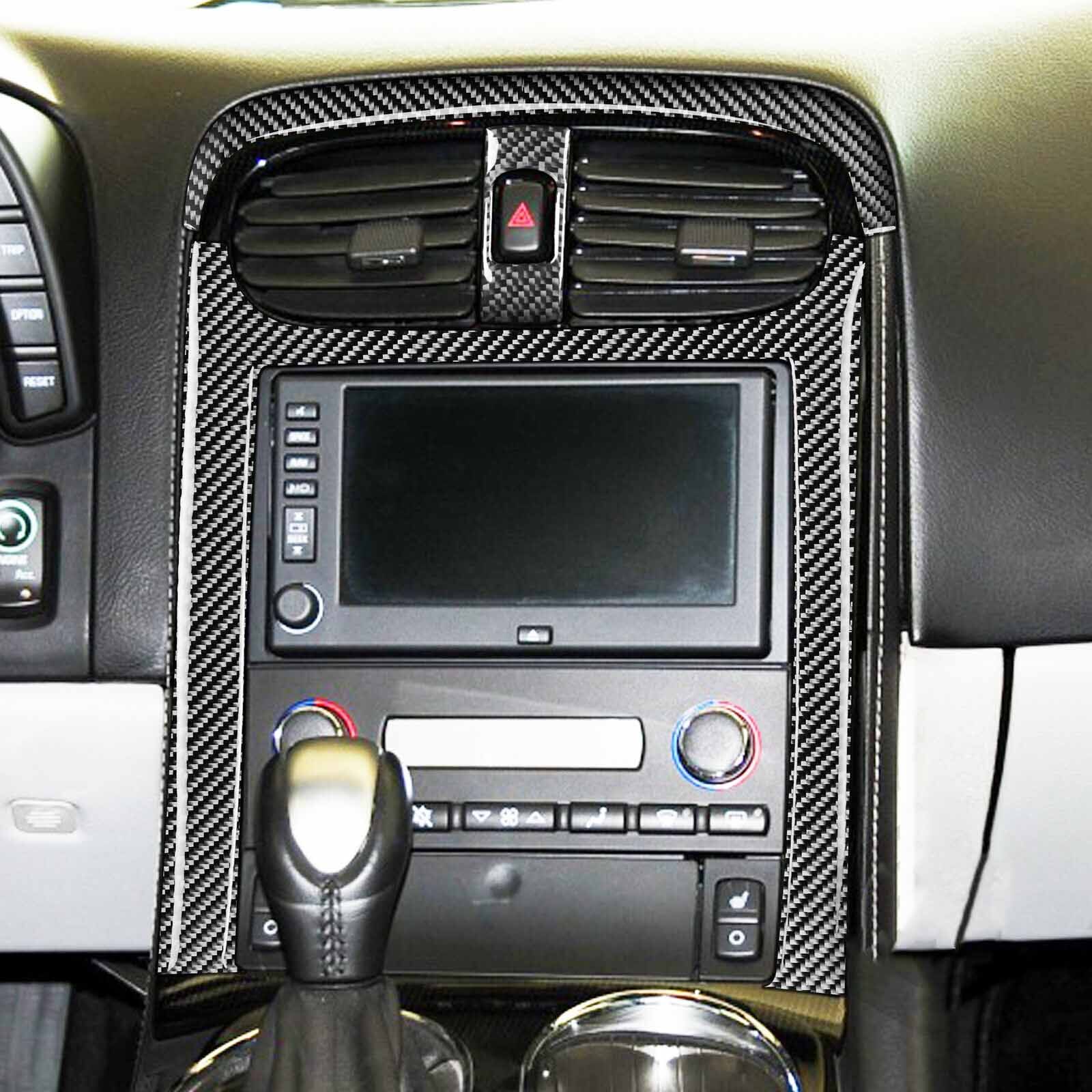 3Pcs Carbon Fiber Central Control Panel Cover For Chevrolet Corvette C6 2005-07