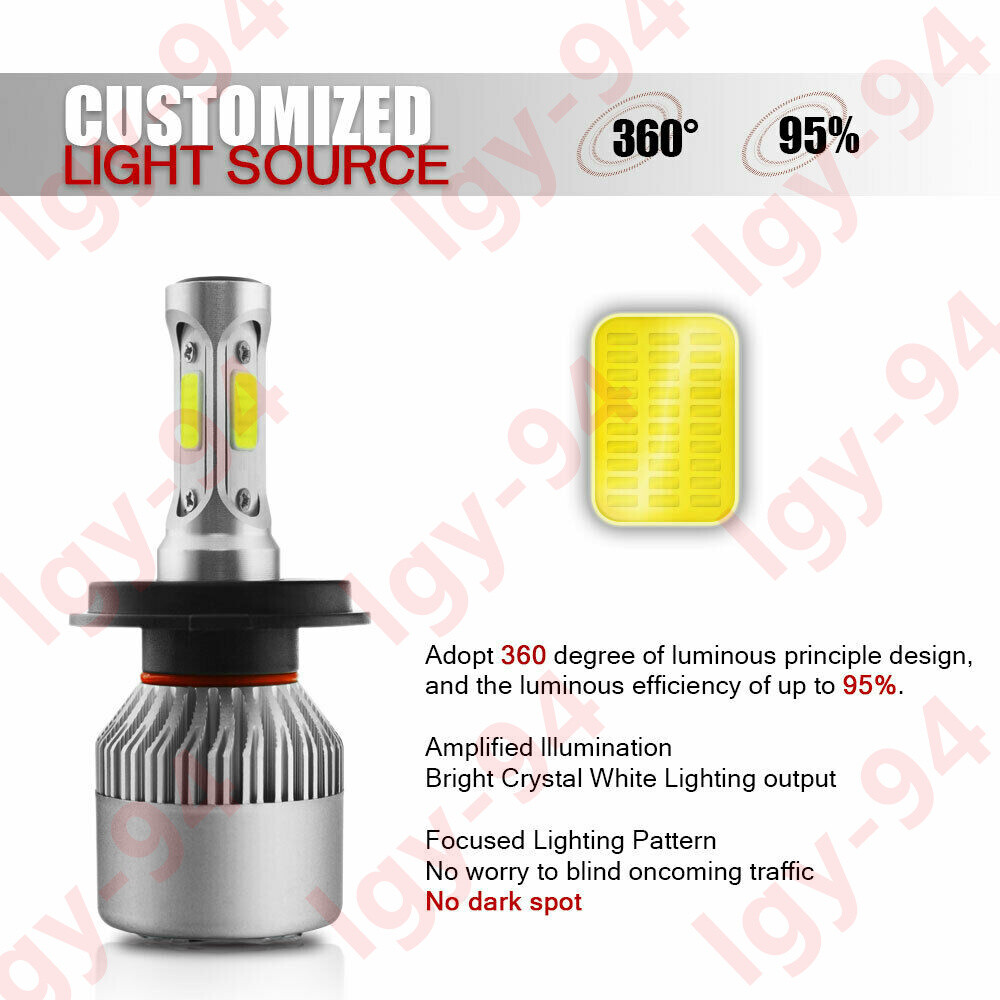 9003 H4 LED Headlight+ 9006 Fog Bulb S2 For Toyota Tundra 2000-2006 RAV4 2001-05