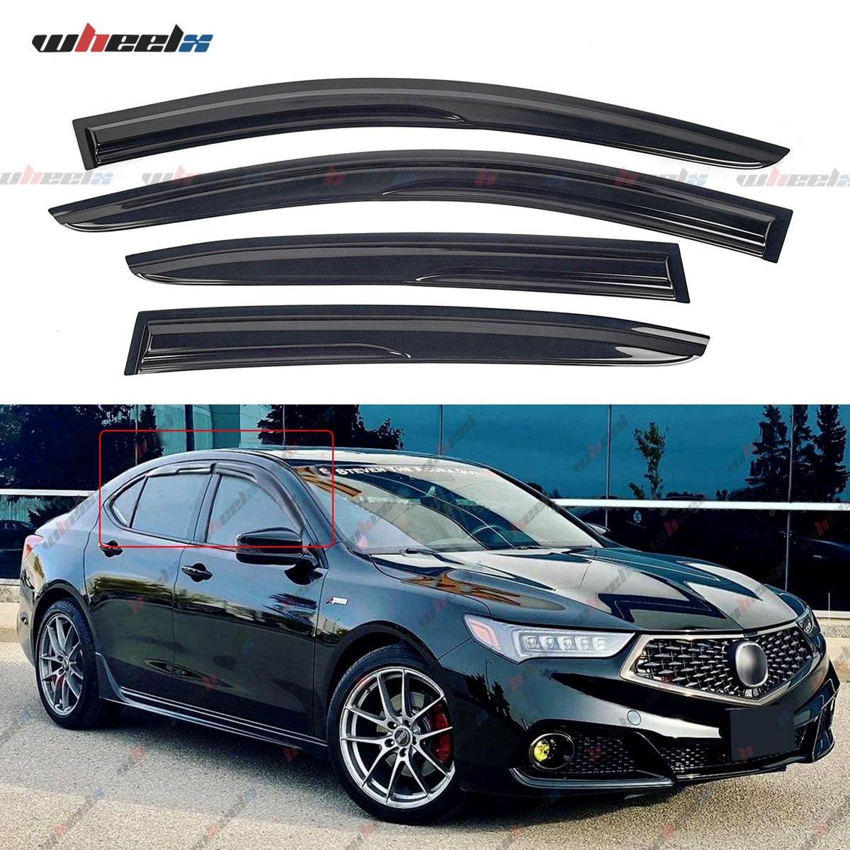 For Acura TLX Sedan 2015-2020 3D JDM-Mugen Style Window Visor Rain Guard Vents
