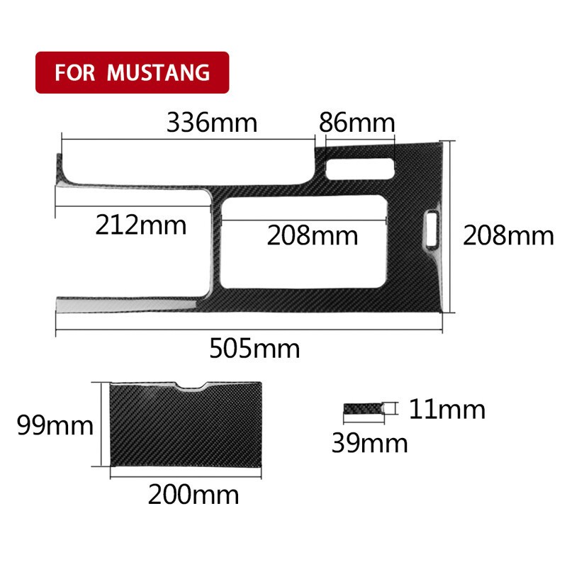 Carbon Fiber Center Console Gear Shifter Bezel Trim Fit For Mustang 2009-2013