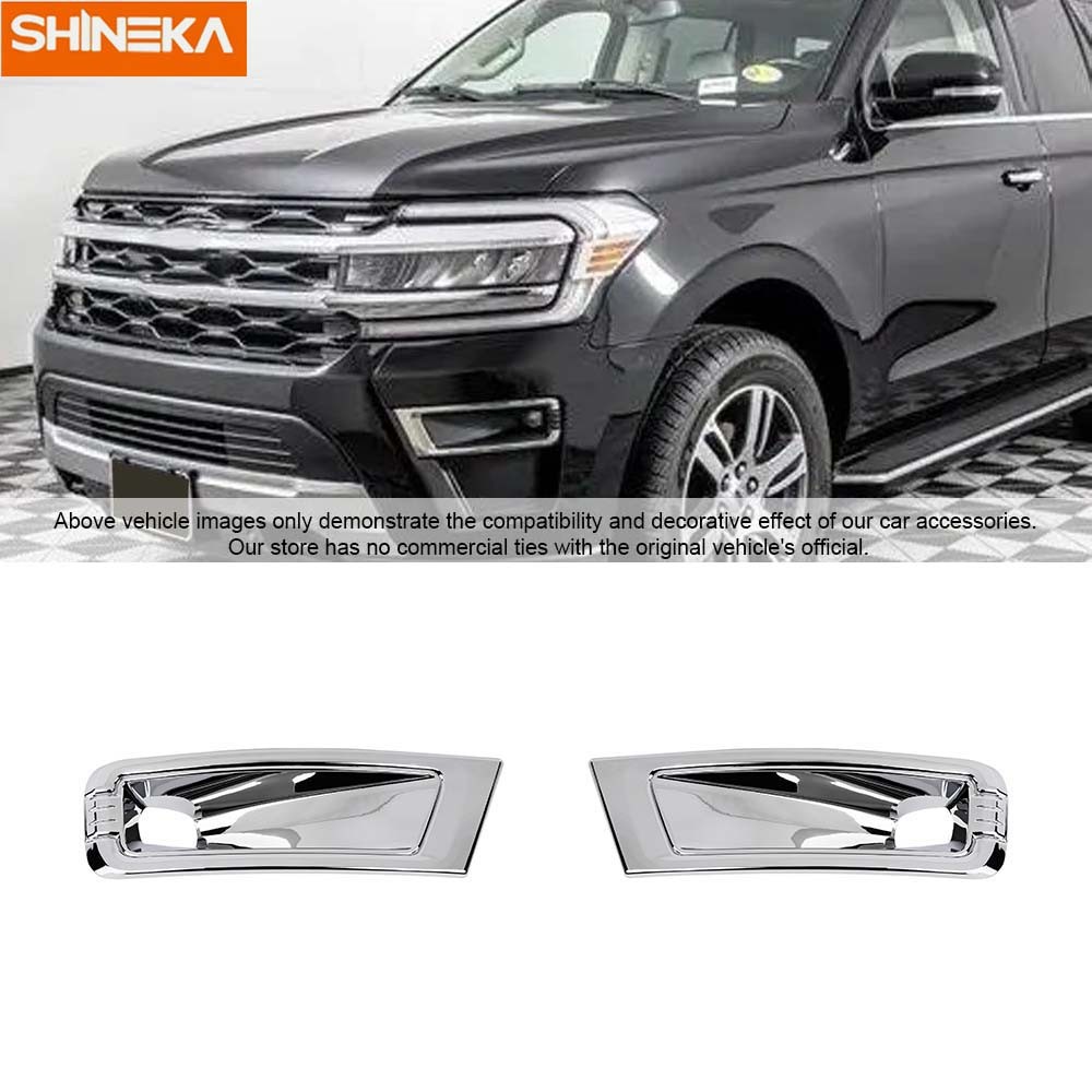 Chrome Front Fog Light Lamp Guard Trim Cover Shell For Ford Expedition 2022-2024