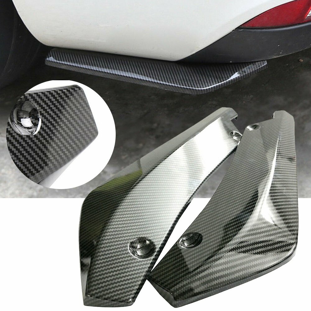 Rear Bumper Fin Canard Splitter Diffuser Valence Spoiler Lip Carbon Fiber Style